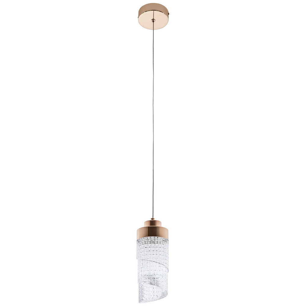 Подвесной светильник со спиралевидным плафоном из акрила Spiral Acrylic Gold Hanging Lamp