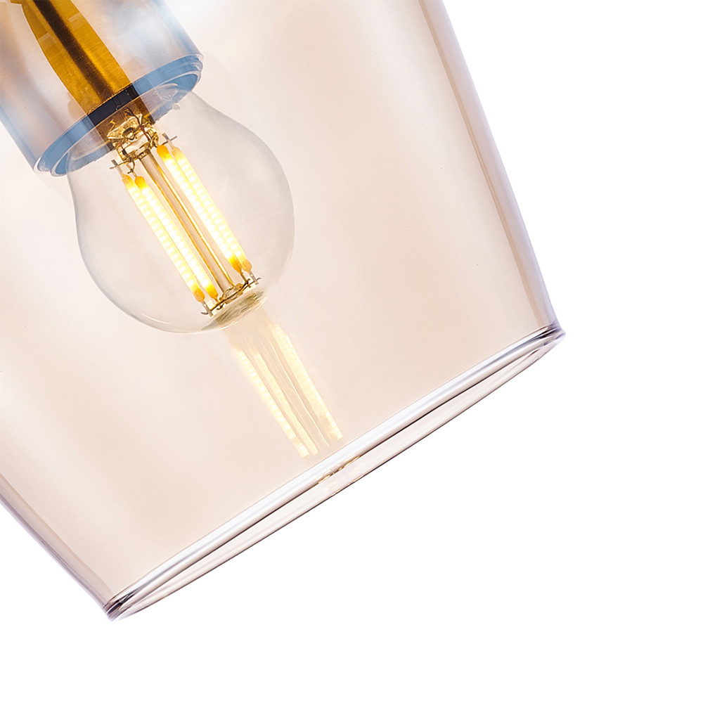 Подвесной светильник со стеклянным плафоном в форме бокала янтарного цвета Prestige