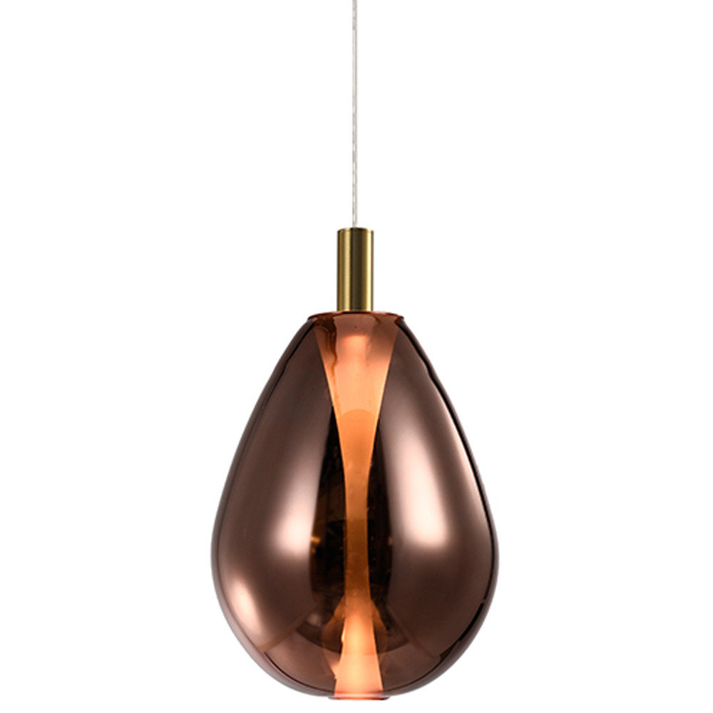 Подвесной светильник со стеклянным плафоном в форме капли NAOMI drop copper