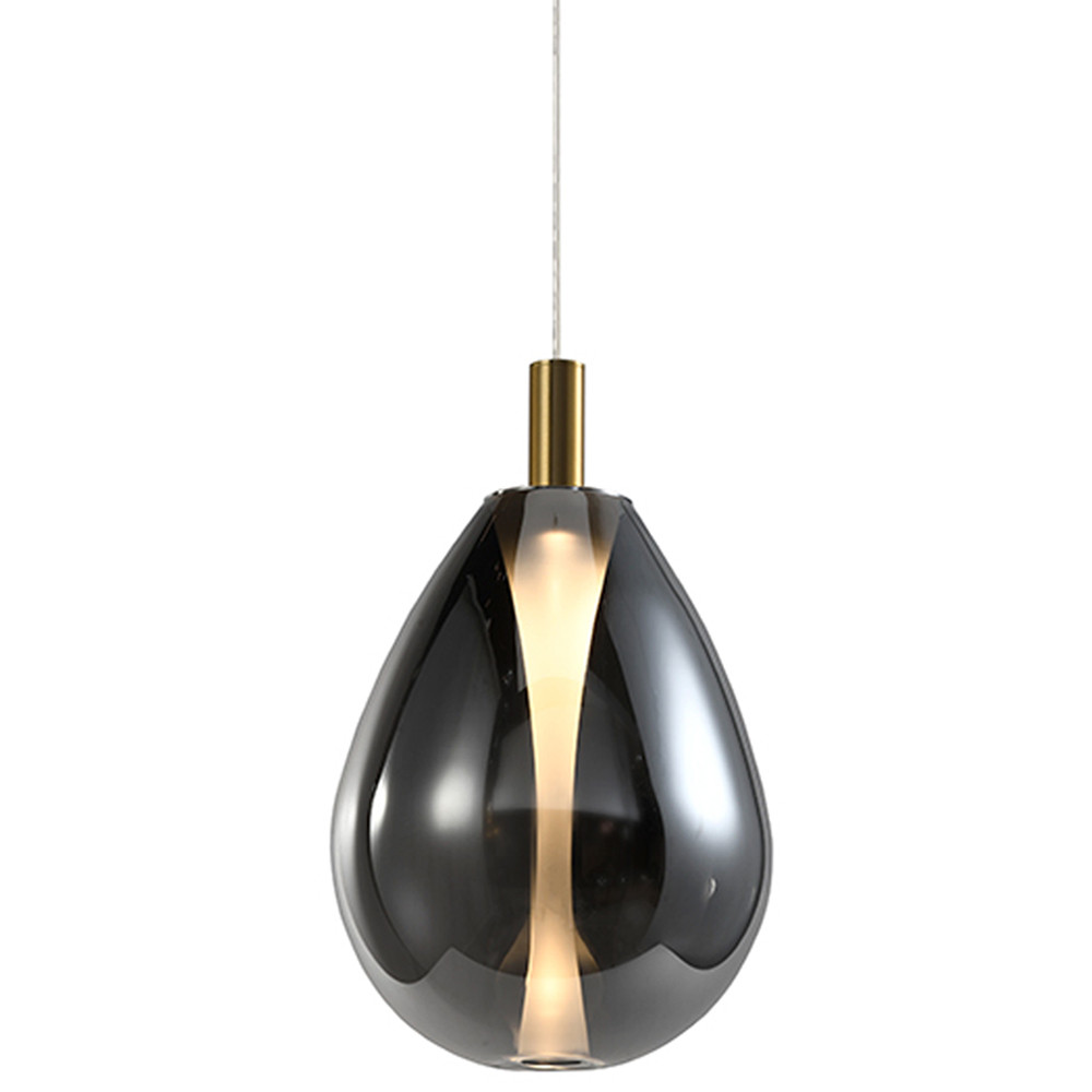 Подвесной светильник со стеклянным плафоном в форме капли дымчатого цвета NAOMI drop smoke