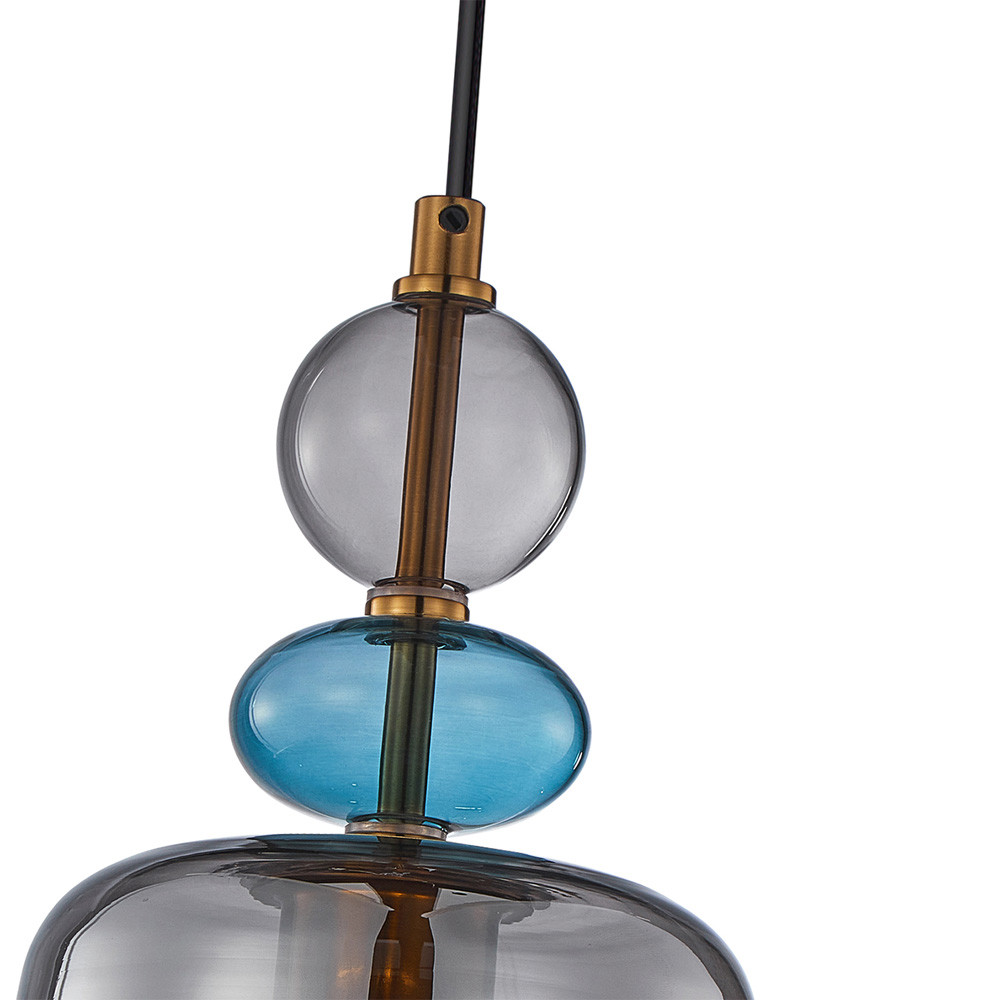 Подвесной светильник со стеклянным плафоном дымчатого цвета Prestige