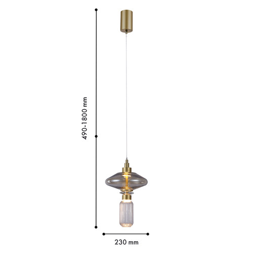 Подвесной светильник со стеклянным плафоном серого цвета Geometry Glass
