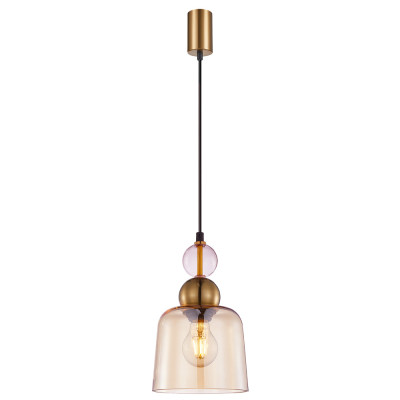 Подвесной светильник со стеклянным плафоном янтарного цвета Prestige