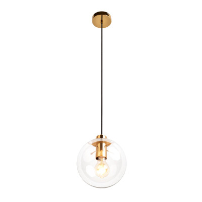Подвесной светильник со стеклянным прозрачным плафоном в форме шара и золотыми металлическим акцентами 20 ClassiCon