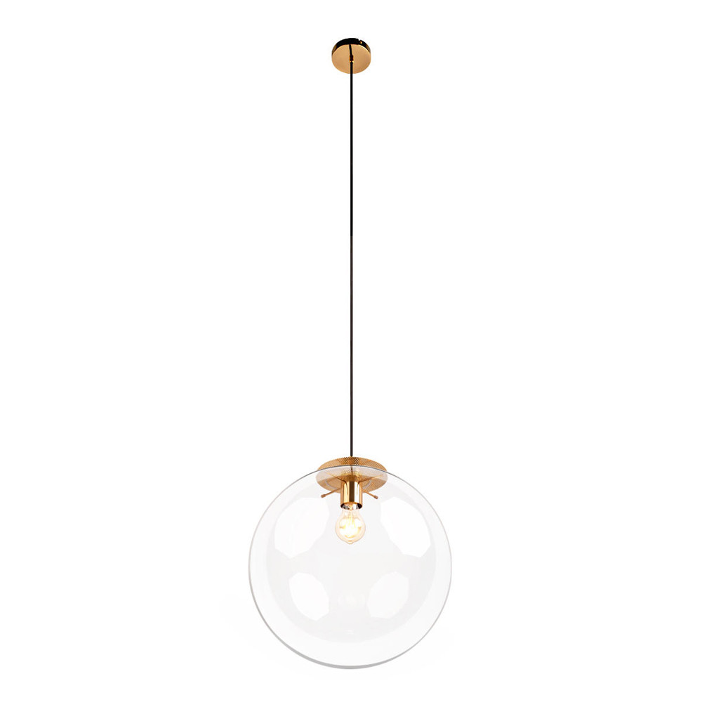 Подвесной светильник со стеклянным прозрачным плафоном в форме шара и золотыми металлическим акцентами 30 ClassiCon