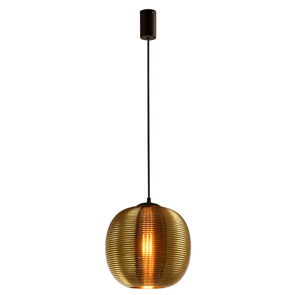 Подвесной светильник со стеклянным рельефным плафоном золото Perforated Glass 25