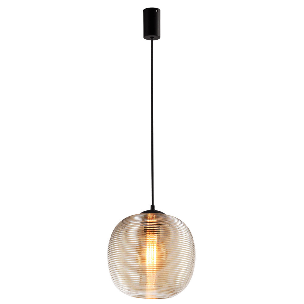 Подвесной светильник со стеклянным рельефным плафоном хром Perforated Glass 25