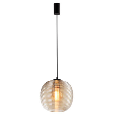 Подвесной светильник со стеклянным рельефным плафоном хром Perforated Glass 25