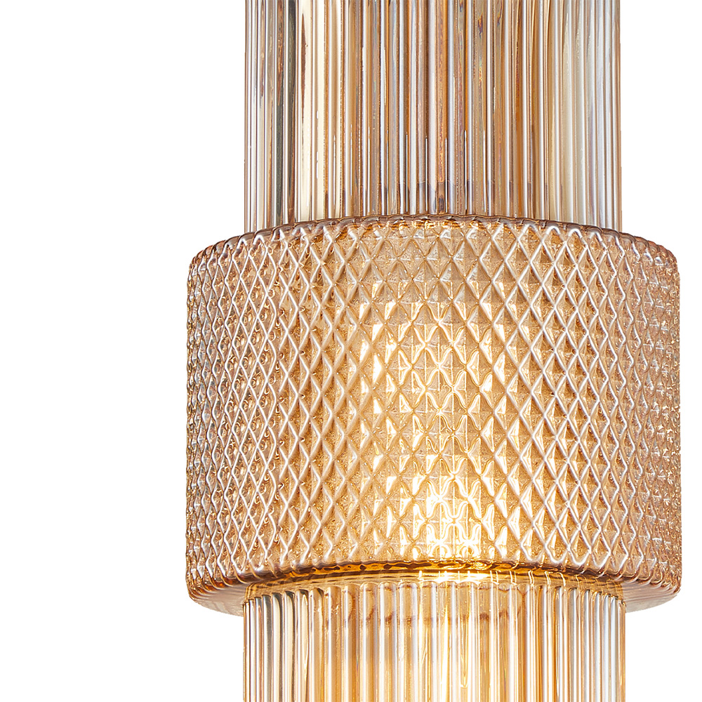 Подвесной светильник со стеклянным рифленым плафоном цилиндрической формы Eliara 13