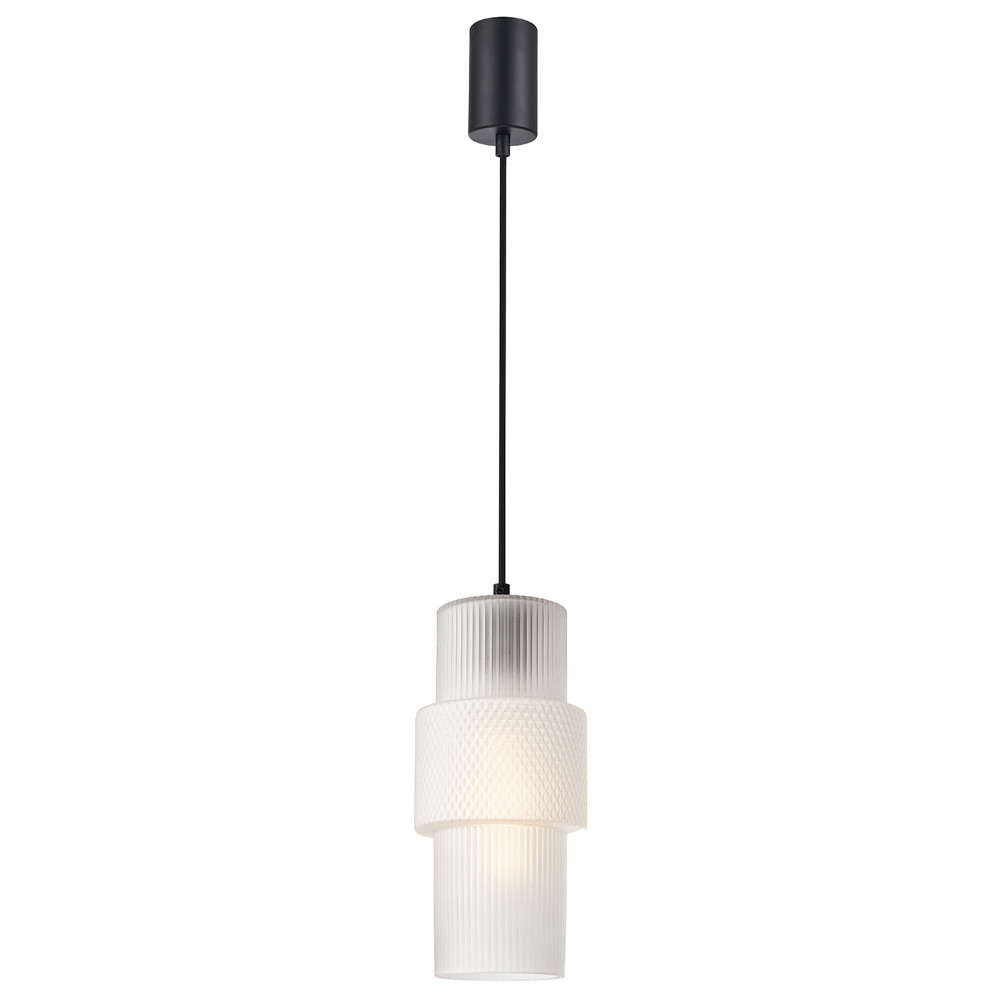 Подвесной светильник со стеклянным рифленым плафоном цилиндрической формы Eliara 13