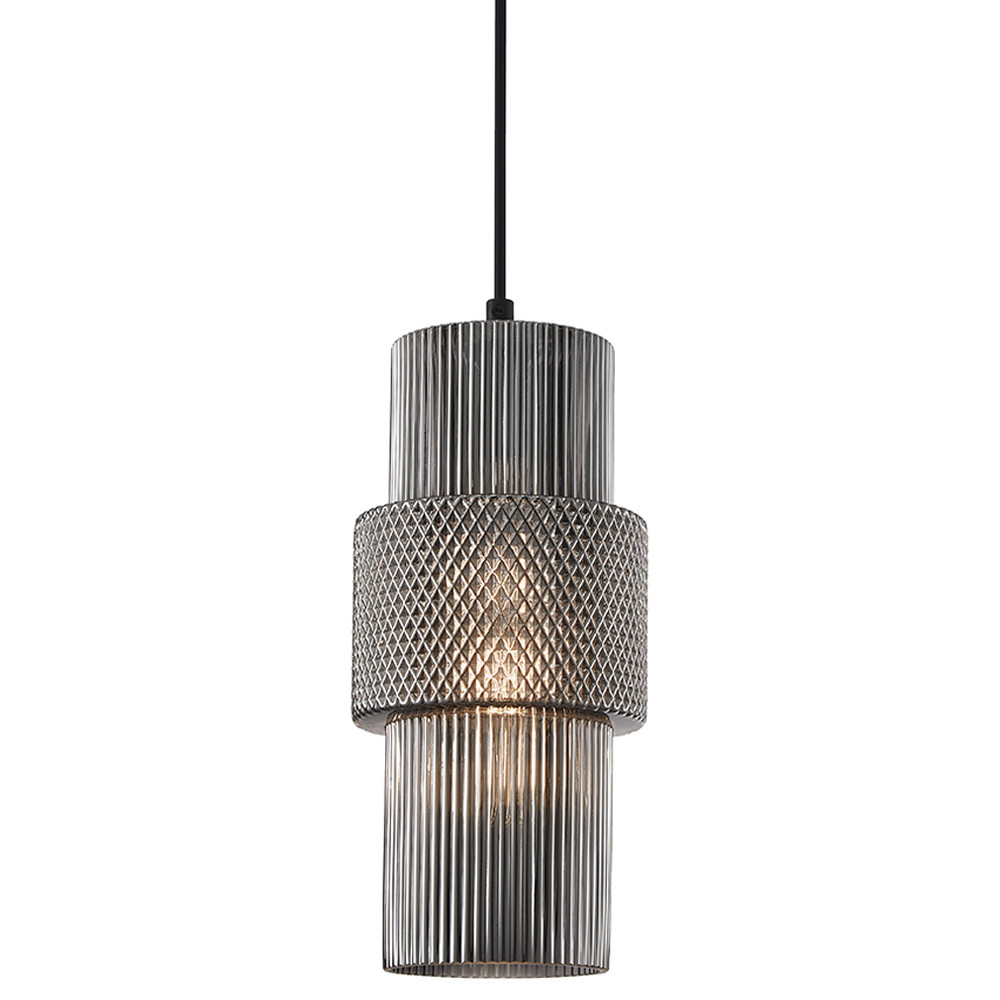 Подвесной светильник со стеклянным рифленым плафоном цилиндрической формы Eliara 13