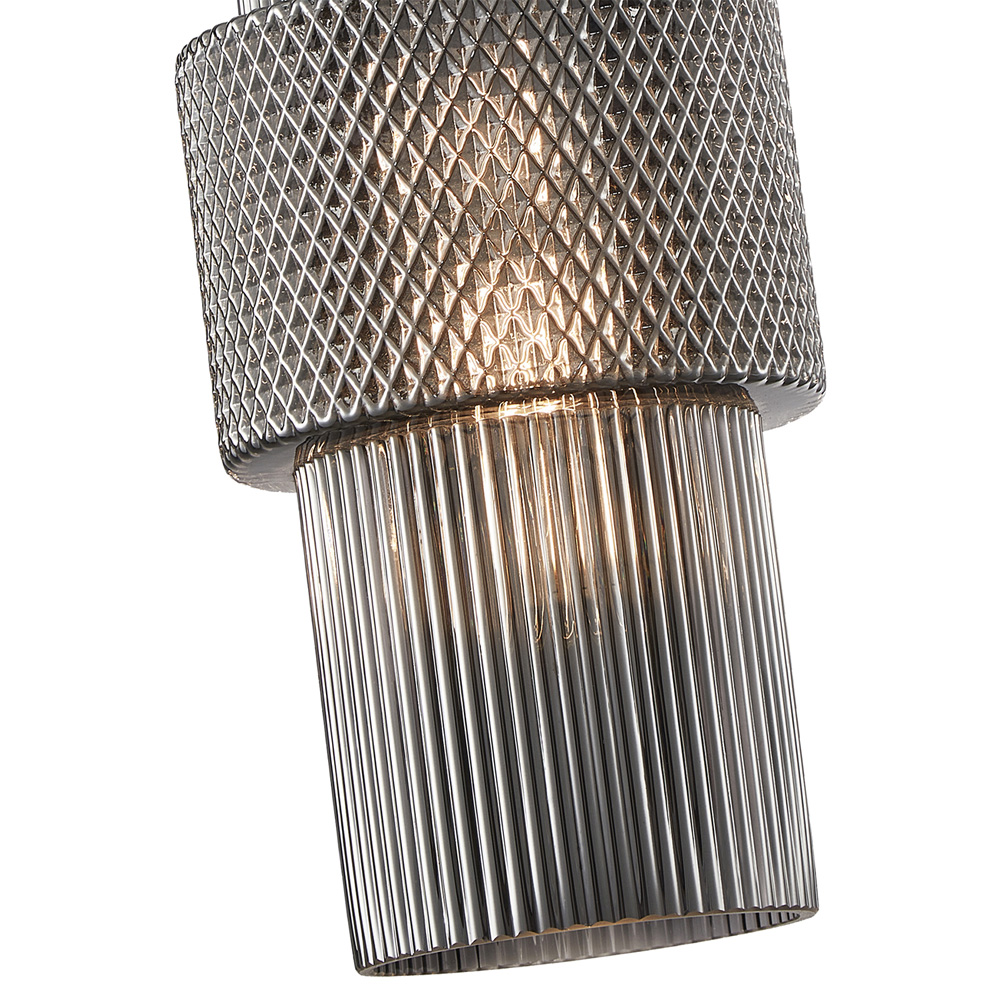 Подвесной светильник со стеклянным рифленым плафоном цилиндрической формы Eliara 13