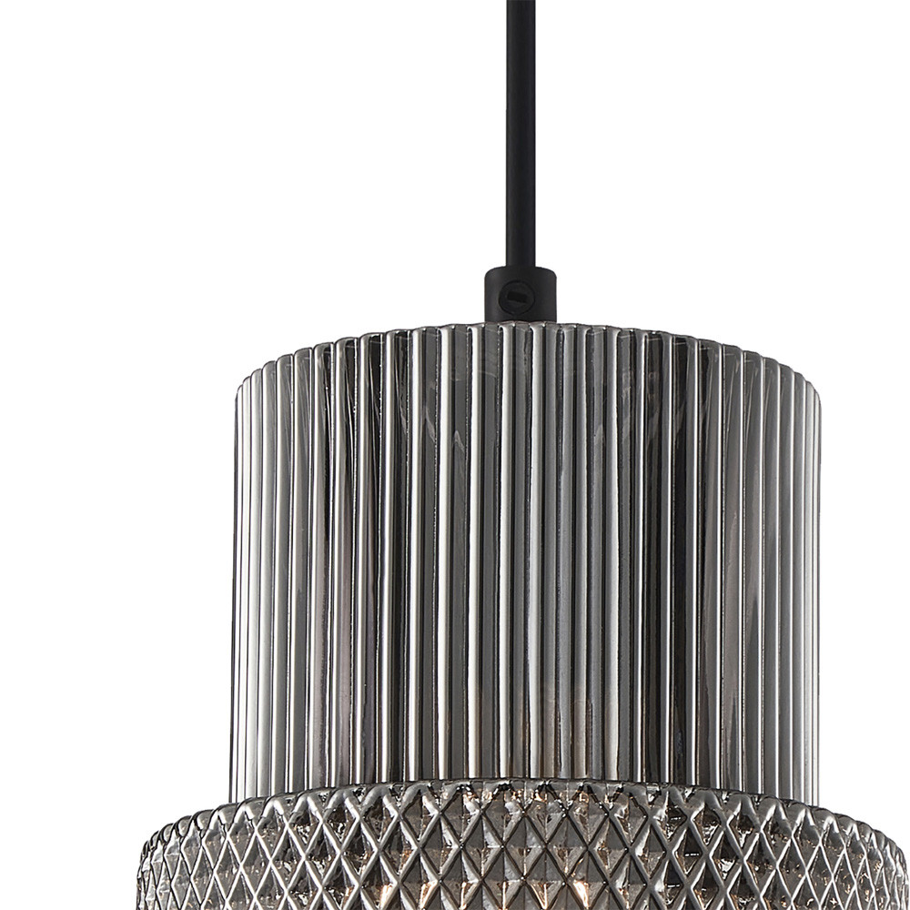 Подвесной светильник со стеклянным рифленым плафоном цилиндрической формы Eliara 13