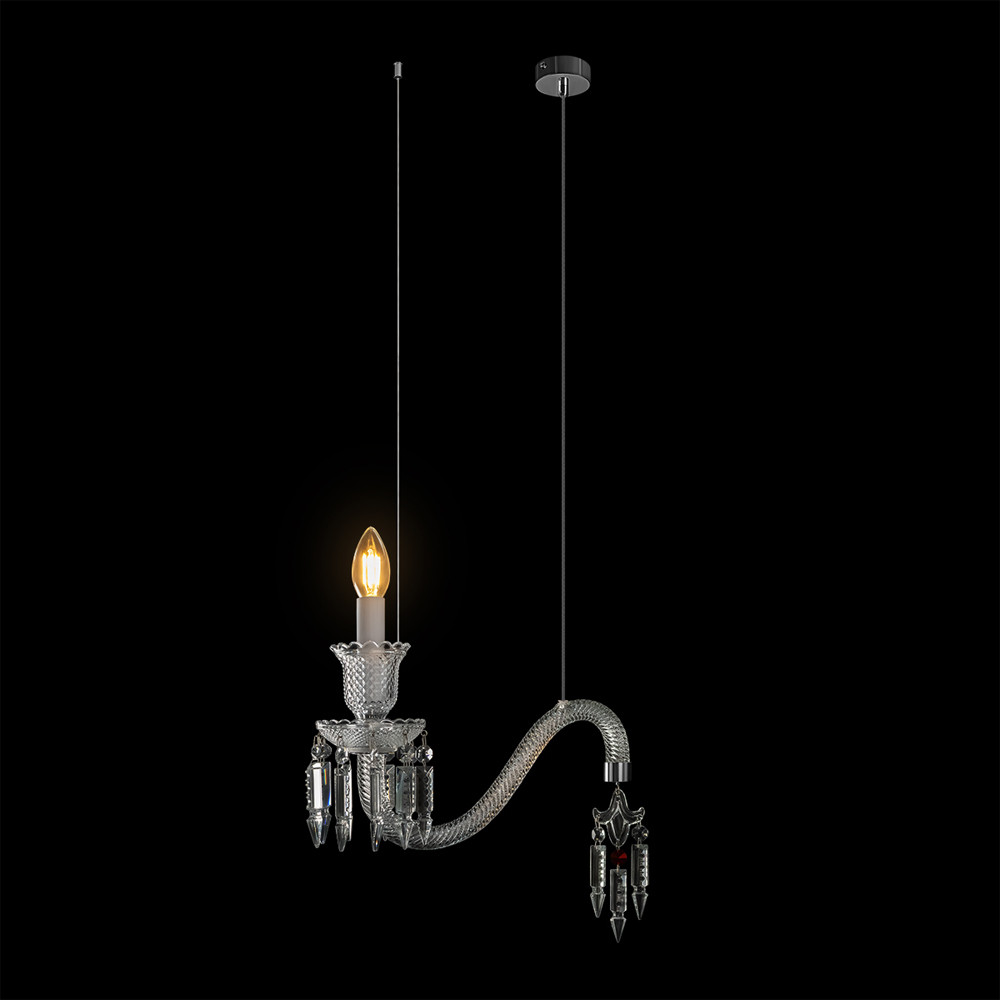 Подвесной светильник стеклянный в виде канделябра Curved Glass Chandelier