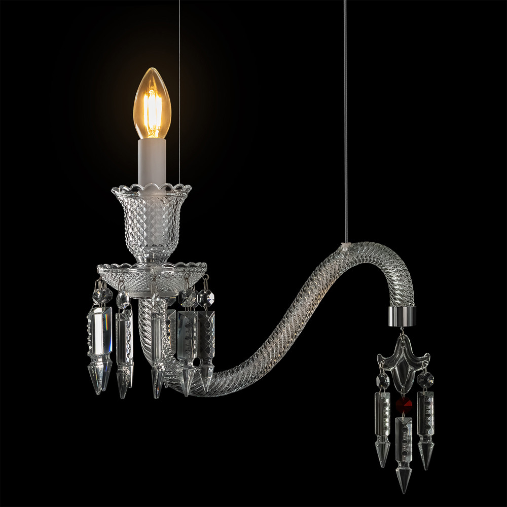 Подвесной светильник стеклянный в виде канделябра Curved Glass Chandelier