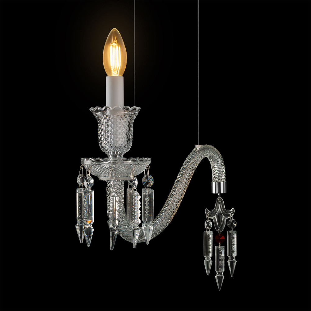 Подвесной светильник стеклянный в виде канделябра Curved Glass Chandelier