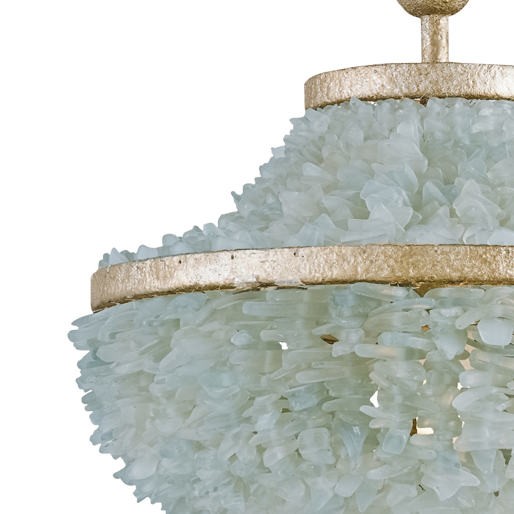 Подвесной светильник трёхъярусный с каскадом из стеклянных декоративных элементов Shining Sea Glass