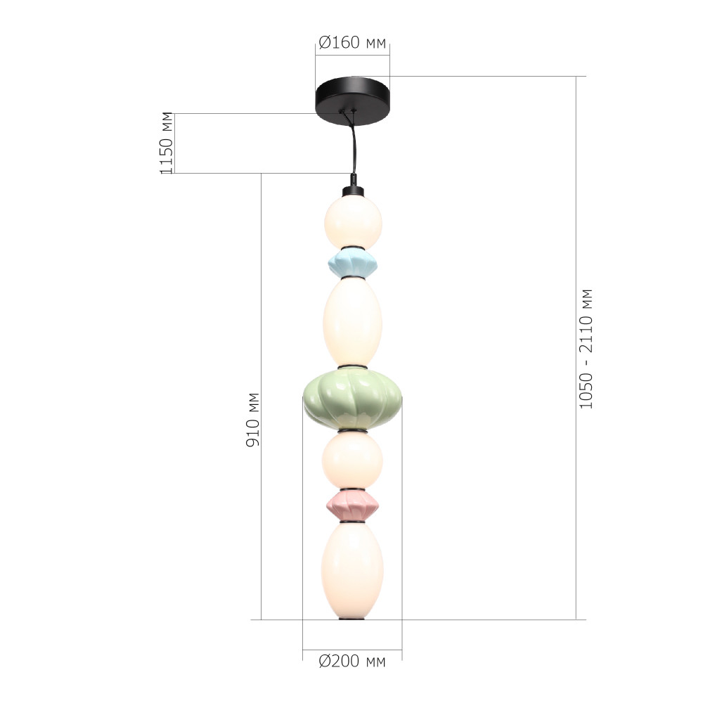 Подвесной светильник фигурный с керамическими элементами 32W LED Fragrant Light