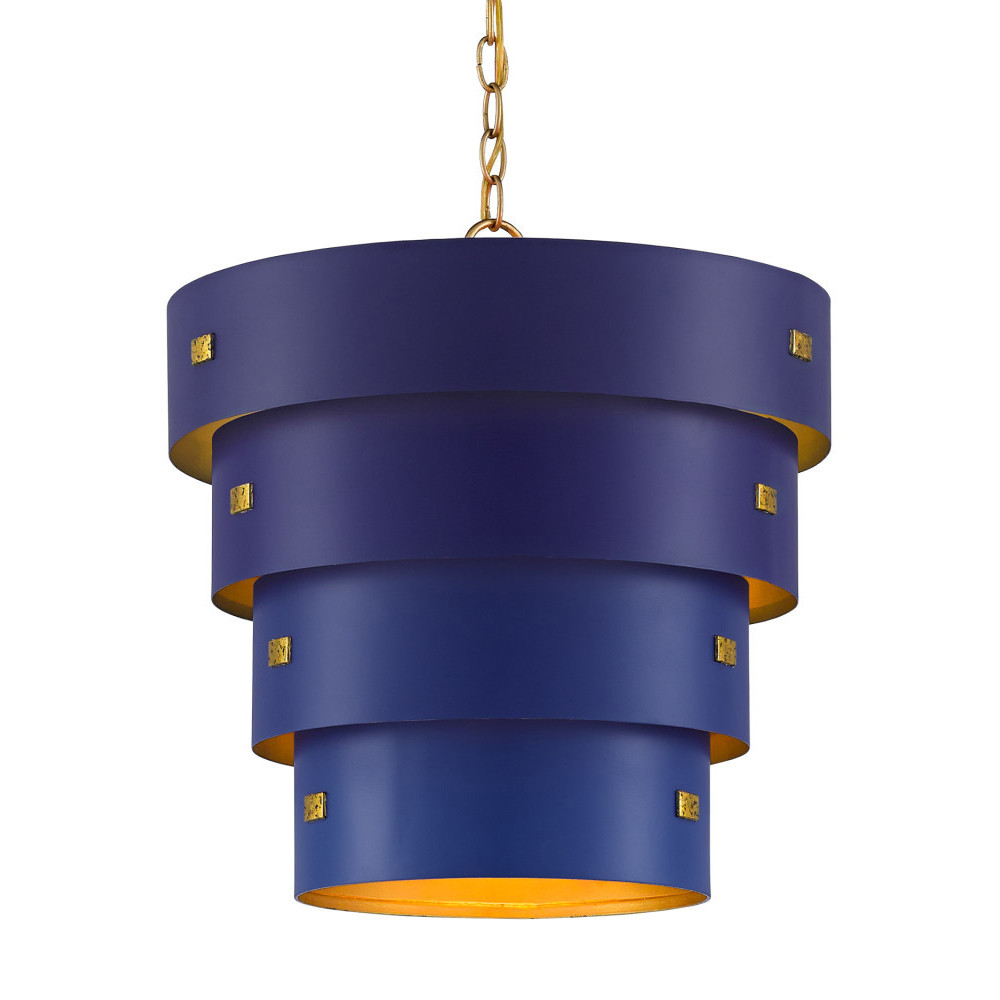 Подвесной светильник фигурный синий из 4-х широких колец Alternating Rings