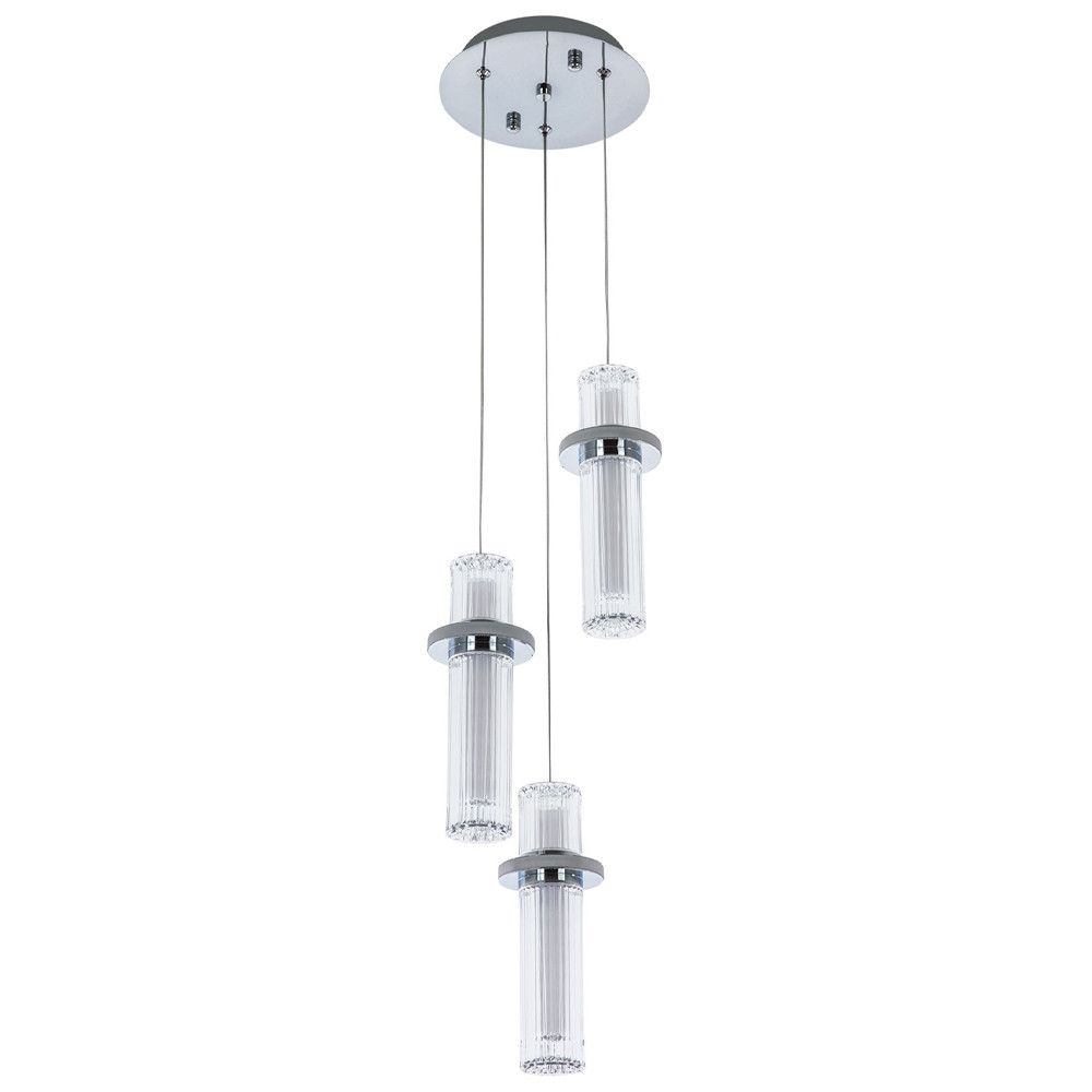 Подвесной светильник хром Trio Odile Acrylic Tube Hanging Lamp Chrome