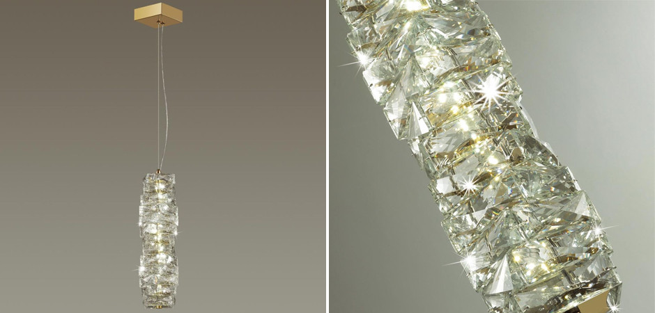 Подвесной Светильник Хрустальный Transparent Cubes Золотая