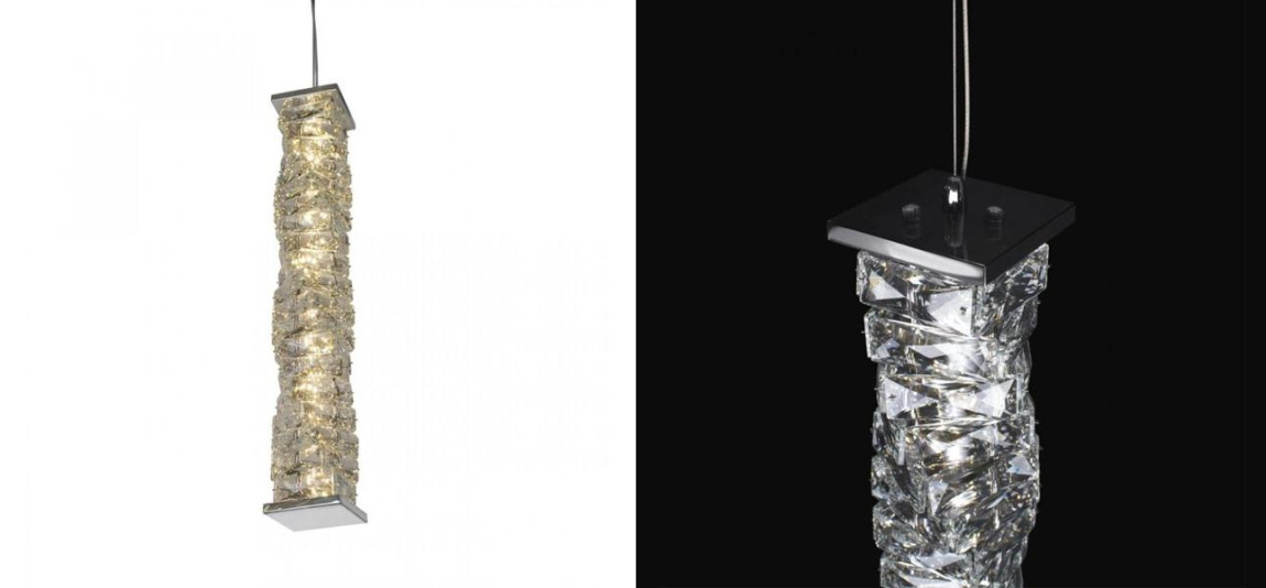 Подвесной Светильник Хрустальный Transparent Cubes Серебро 60 см