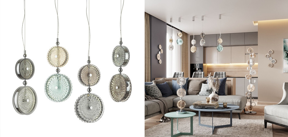 Подвесной светодиодный светильник Peony Gray&Brown