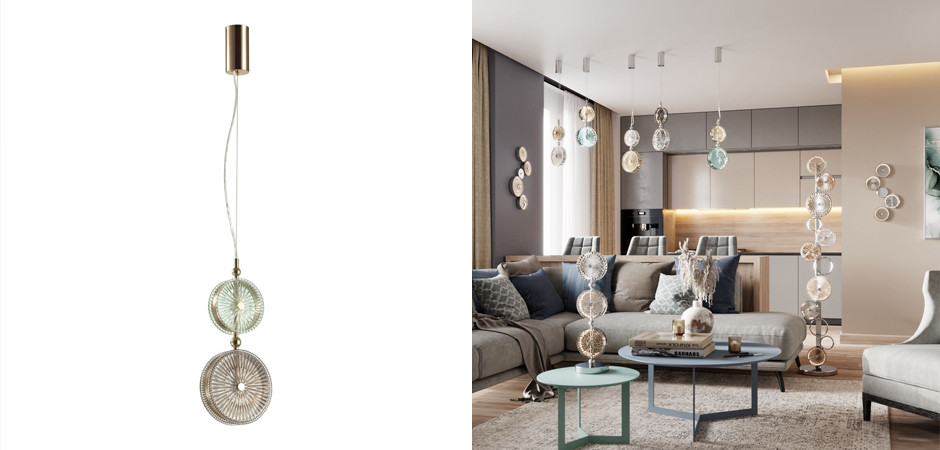 Подвесной светодиодный светильник Peony Green&Brown