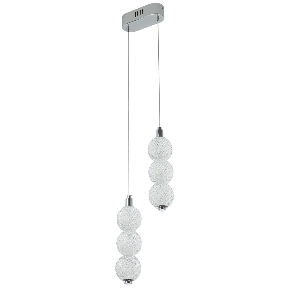 Подвесной светодиодный светильник с 2-мя плафонами Crystal Globule Hanging Lamp Chrome