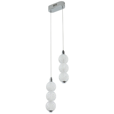 Подвесной светодиодный светильник с 2-мя плафонами Crystal Globule Hanging Lamp Chrome
