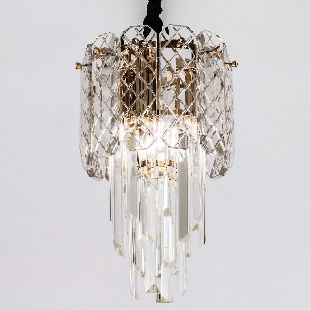 Подвесной хрустальный светильник Harmonica Crystal Gold Hanging Lamp