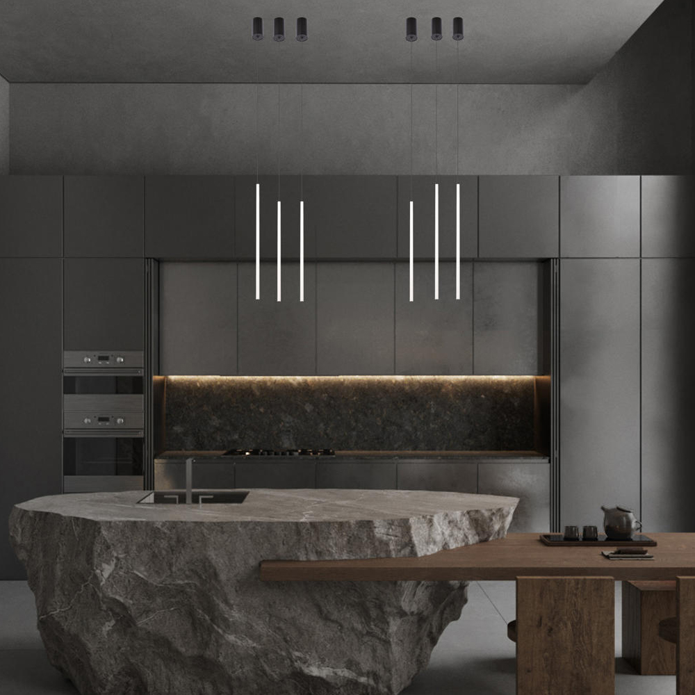 Подвсеной светильник светодиодный металлический цилиндрической формы черно-белый Trumpet tube