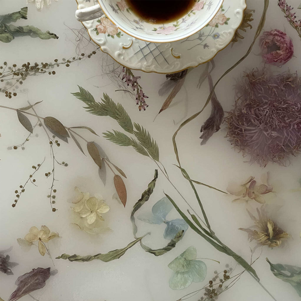 Поднос для ванны из эпоксидной смолы с цветами белая Epoxy Resin Flowers Bath Tray White