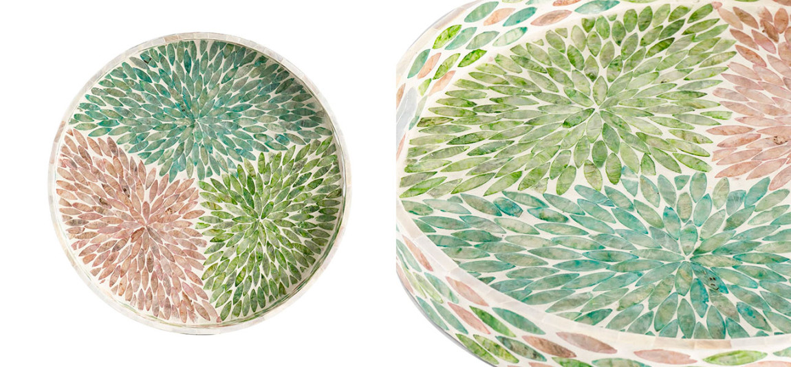 Поднос круглый с инкрустацией Louise