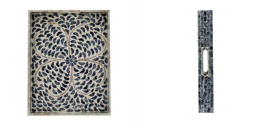 Поднос прямоугольный черный с инкрустацией Barry