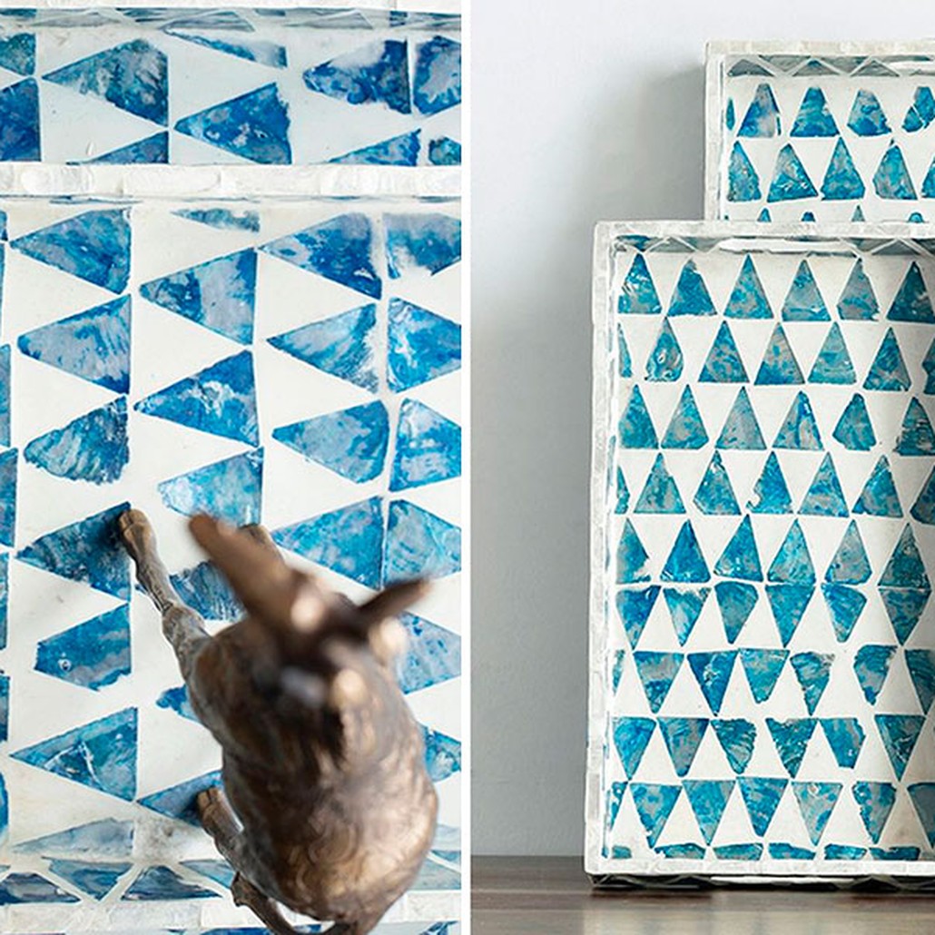 Поднос с инкрустацией Blue Triangle