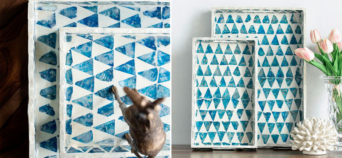 Поднос с инкрустацией Blue Triangle