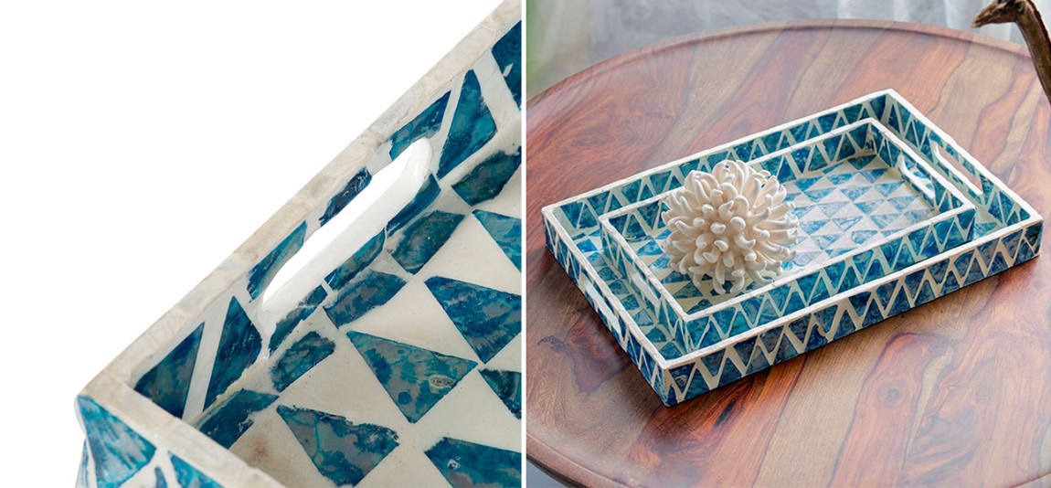 Поднос с инкрустацией Blue Triangle