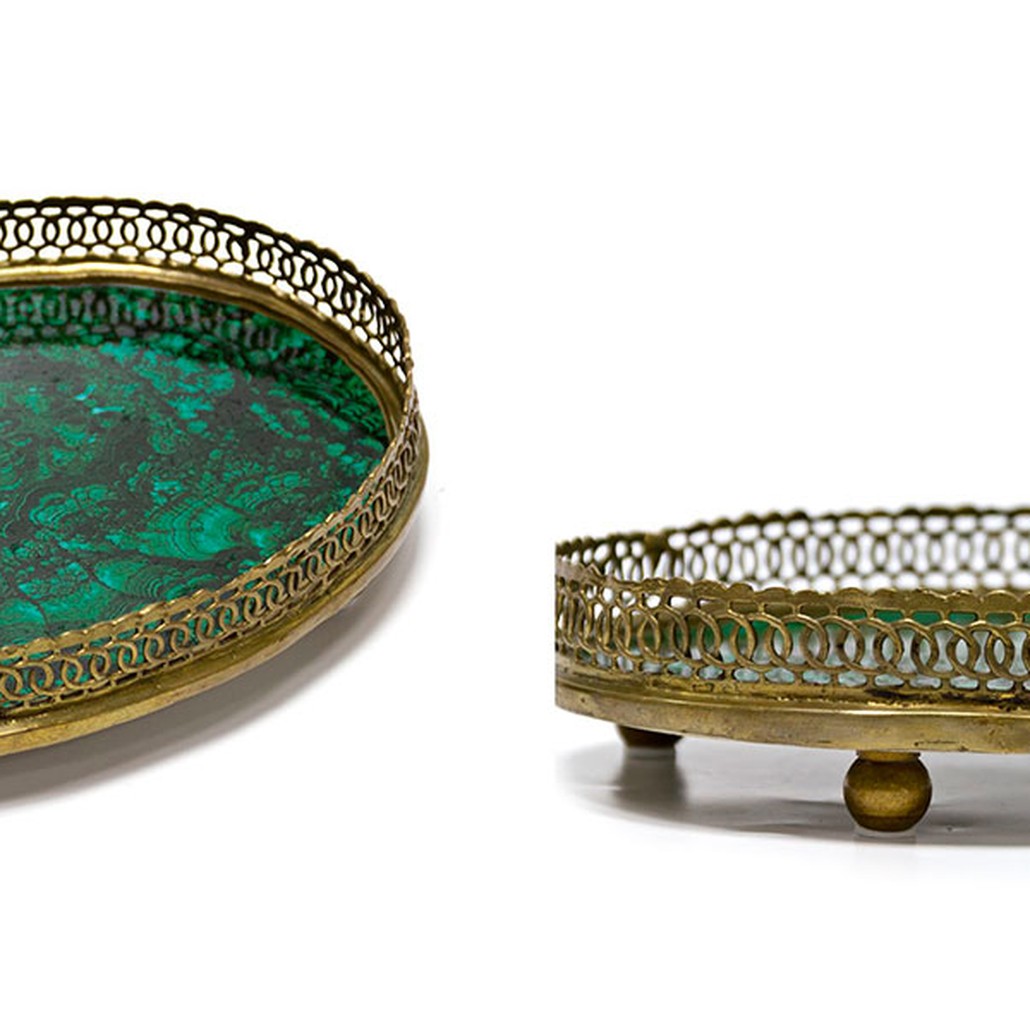 Поднос фарфоровый с бронзой Malachite