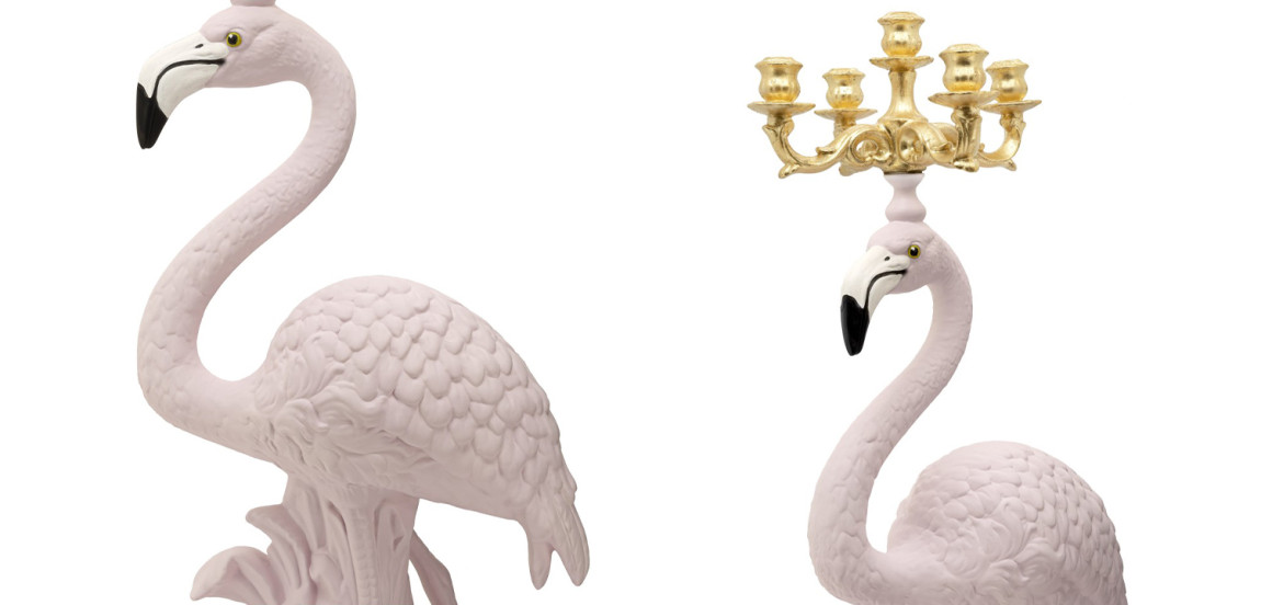Подсвечник Candleholder Flamingo Bisc. Pink Gold