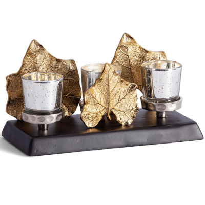 Подсвечник Cozy Light с декором из 5 кленовых листьев