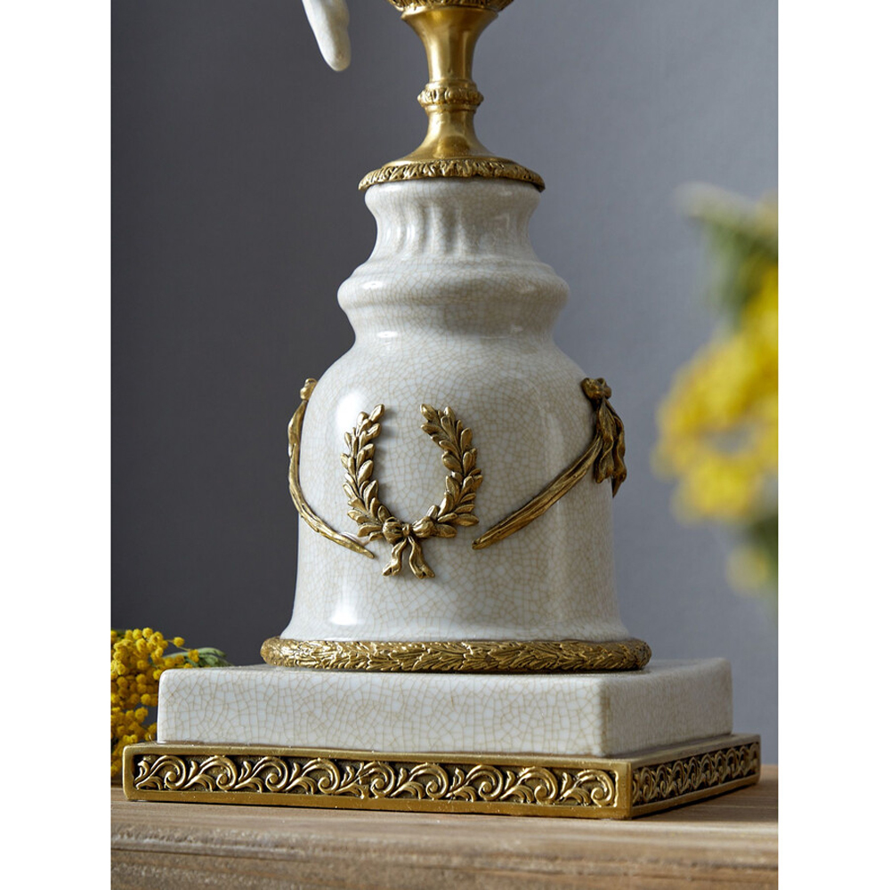 Подсвечник белый Попугай из фарфора с бронзовыми элементами Eden Garden