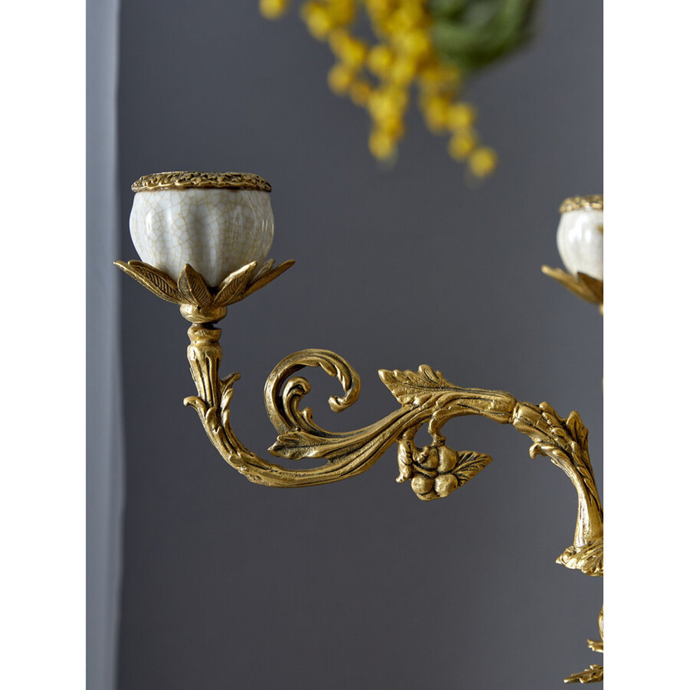 Подсвечник белый Попугай из фарфора с бронзовыми элементами Eden Garden