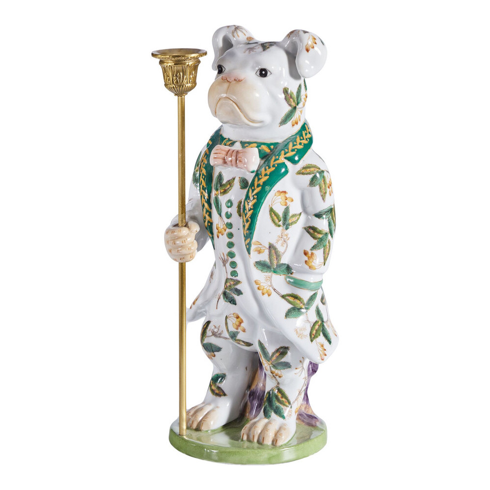 Подсвечник в виде собачки из фарфора с бронзовыми элементами Eden Garden