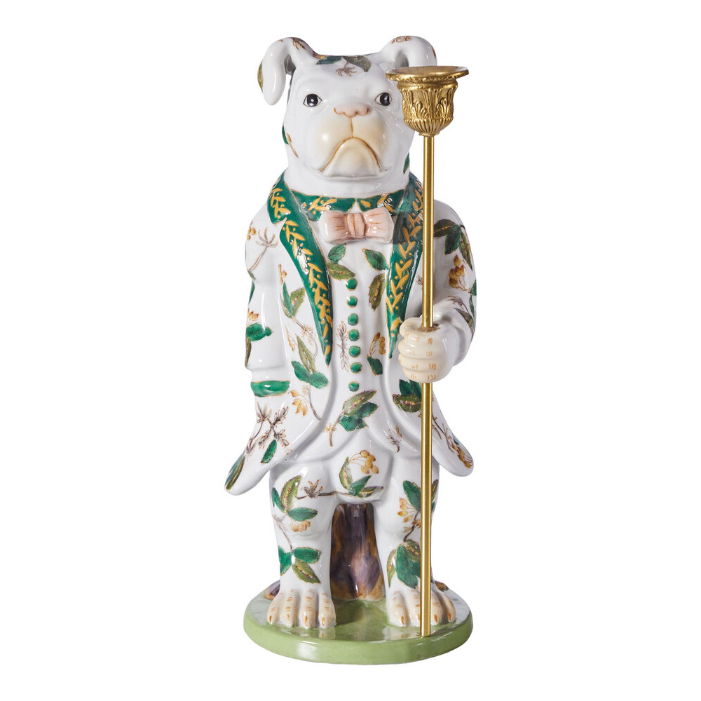 Подсвечник в виде собачки из фарфора с бронзовыми элементами Eden Garden