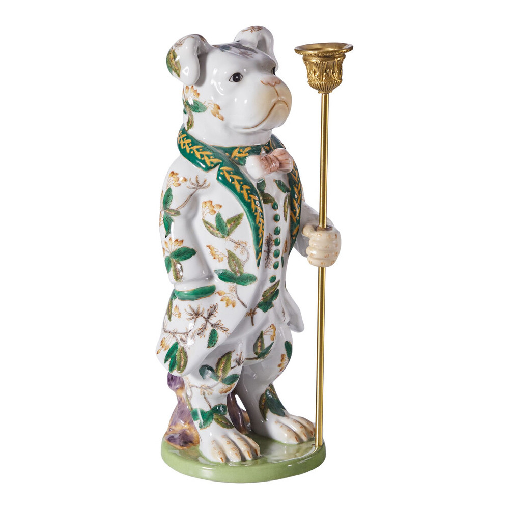 Подсвечник в виде собачки из фарфора с бронзовыми элементами Eden Garden