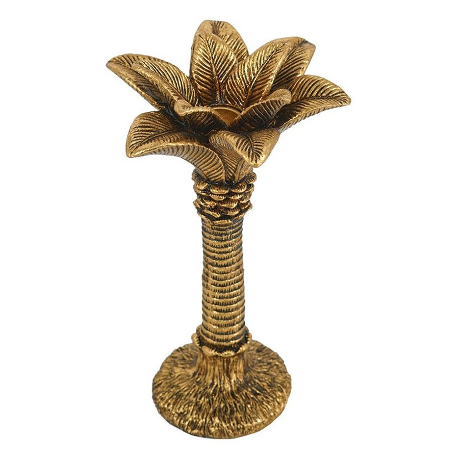 Подсвечник в форме пальмы с резными листьями и текстурным основанием Golden palm leaves