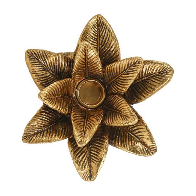 Подсвечник в форме пальмы с резными листьями и текстурным основанием Golden palm leaves