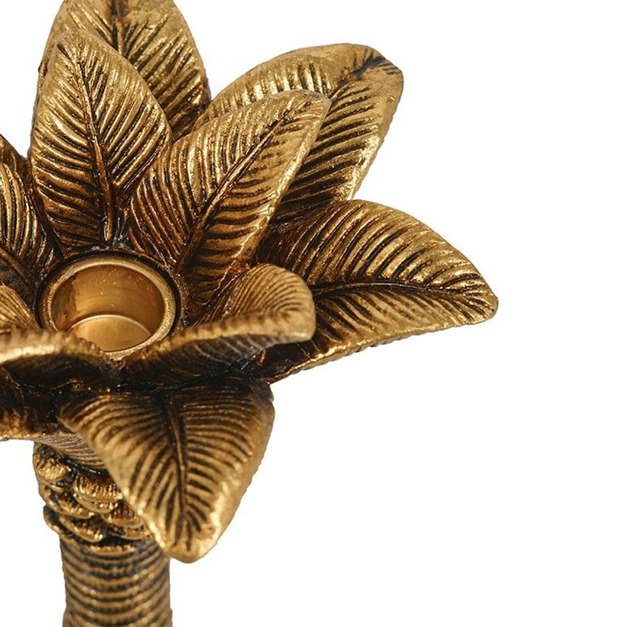 Подсвечник в форме пальмы с резными листьями и текстурным основанием Golden palm leaves