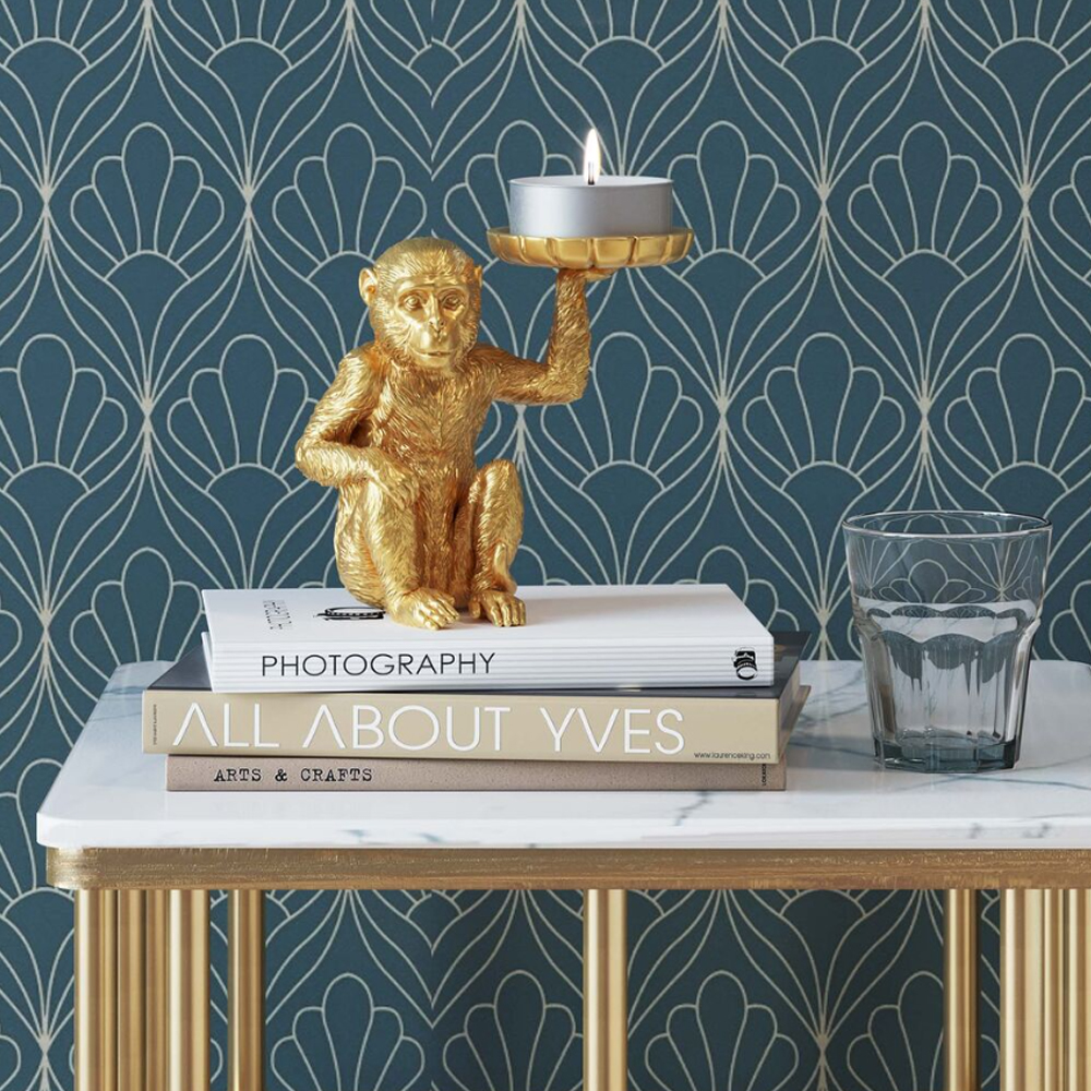 Подсвечник золотая обезьяна с блюдцем Golden Monkey